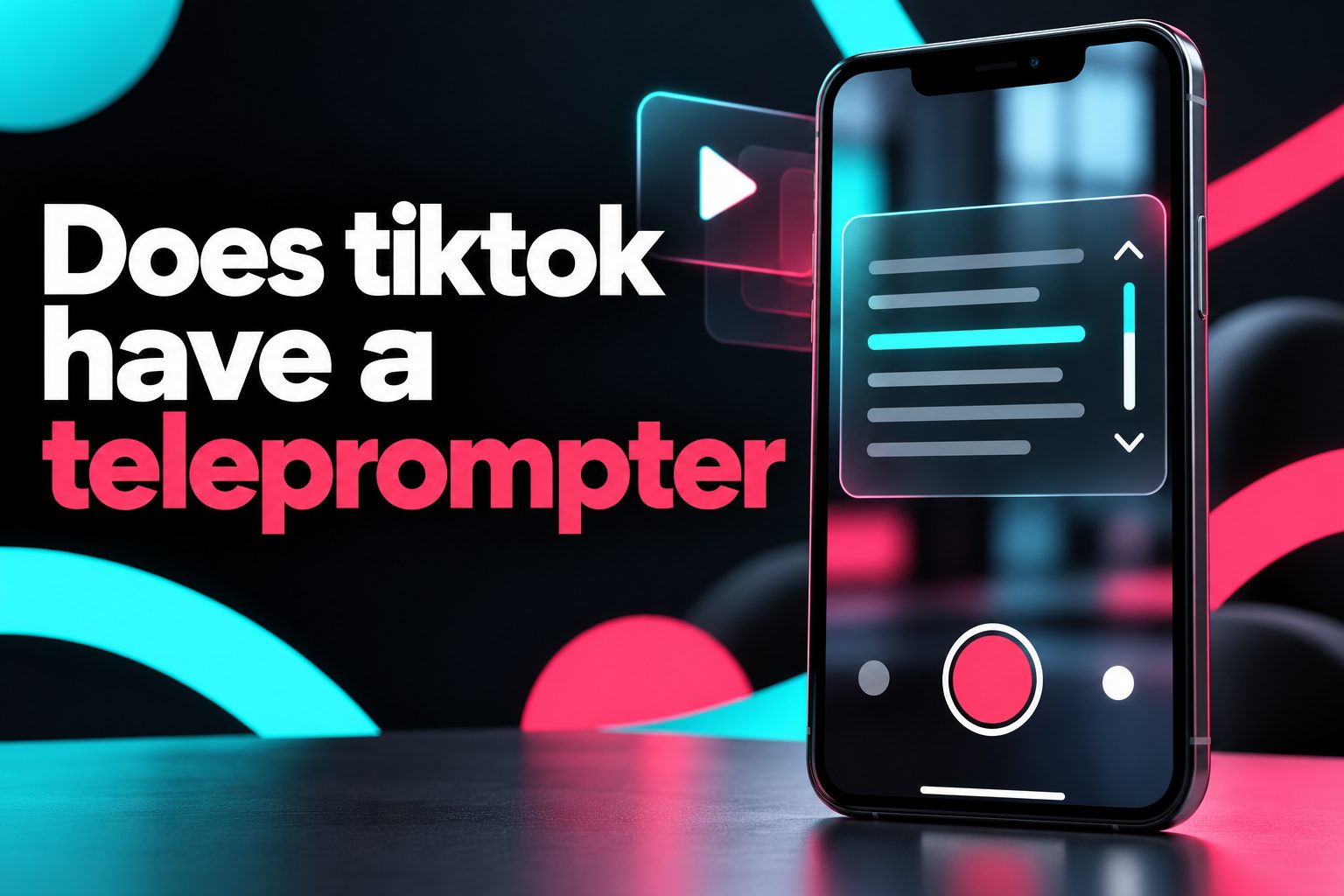 TikTok creator recording a video while reading a teleprompter